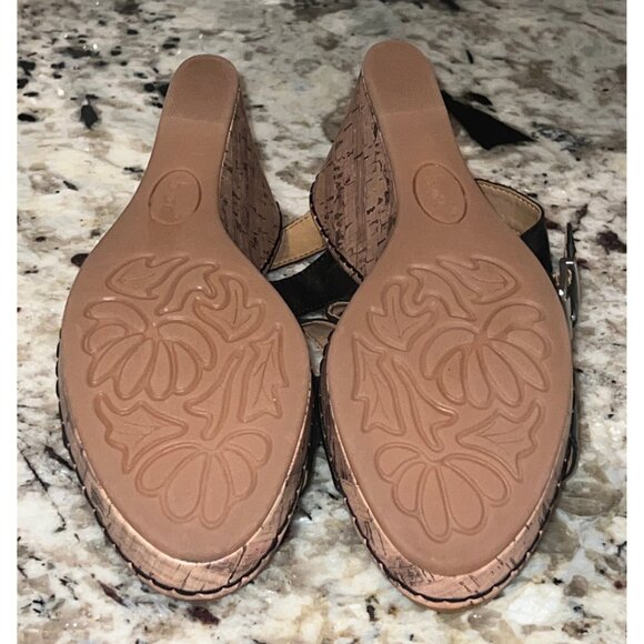 👡 B.O.C. Born Concept Women's Black Leather Wedge Sandals – Size 9M - Picture 6 of 9